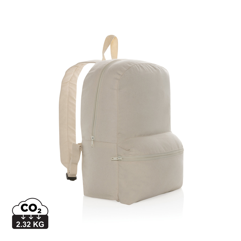Sac à dos publicitaire en toile recyclée 285g Impact Blanc cassé